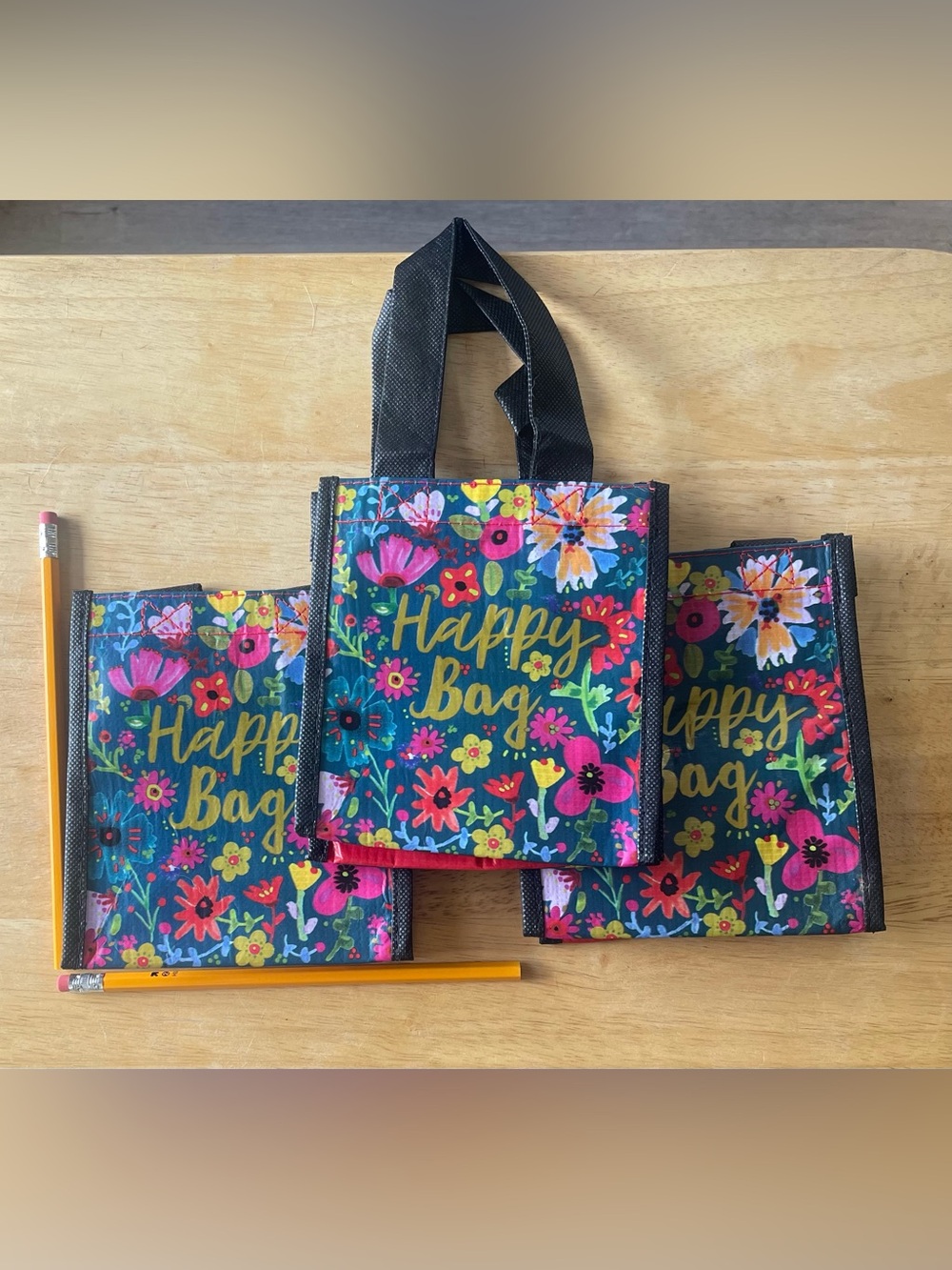 Happy Bag Floral Reusable Party Gift Bags - Navy Multicolor Natural Life